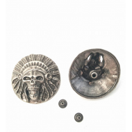 Metalen Gun Black Applicatie/Stud voor Leder Indian Chief skull